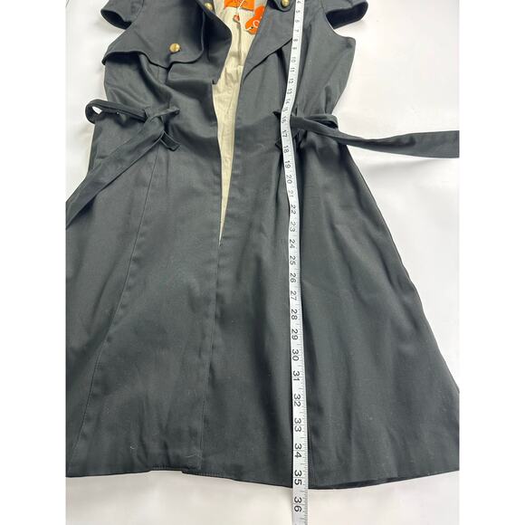 NWT Voom by Joy Han USA Size Medium Black Trench Coat Goth Whimsygoth - Picture 16 of 16